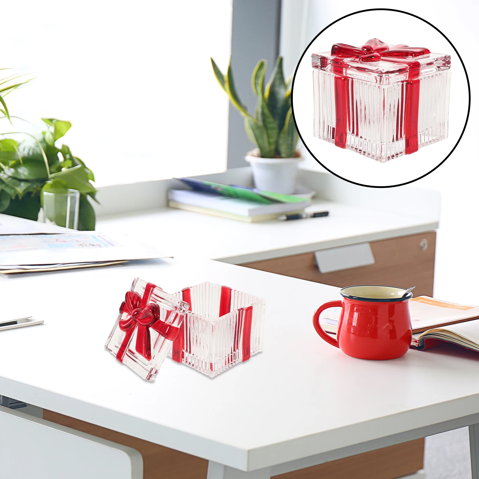 

Heart Shape Glass Candy Jar Embossed Crystal Trinket Box Jewelry Organizer Storage Valentine's Day Decorative Candy Bowl