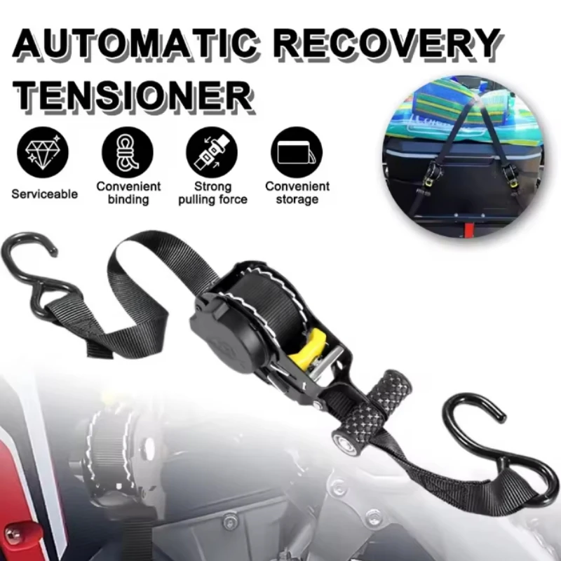 Automatic Recovery Tensioner Retractable Tie Down Belts for Cargo Truck Motorcycle Transport Heavy Duty Quick Release Bandage