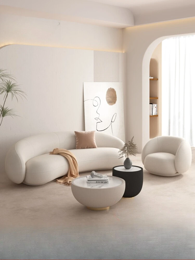 

Small apartment living room sofa Nordic creative modern simple beauty salon rest area reception light luxury arc