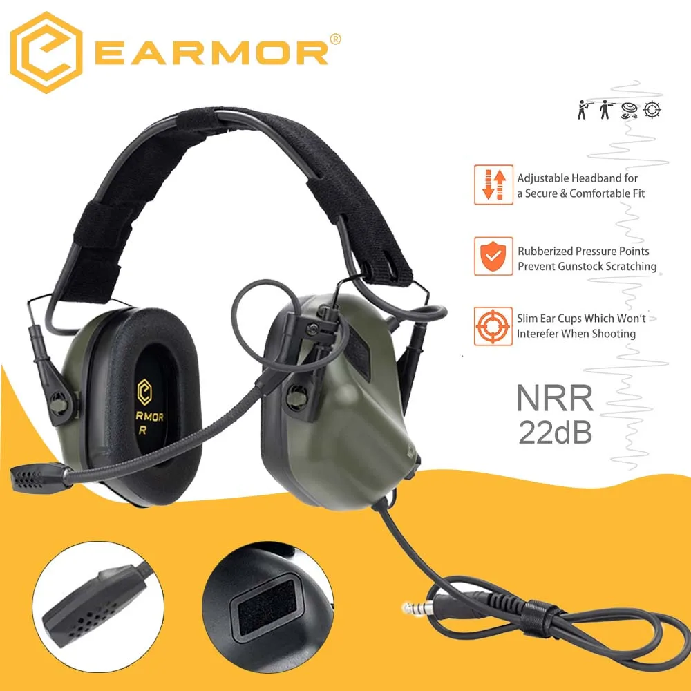 

Наушники для стрельбы EARMOR M32SE, тактическая коммуникационная гарнитура, наушники для спорта на открытом воздухе, подходят для охоты, шумоподавление