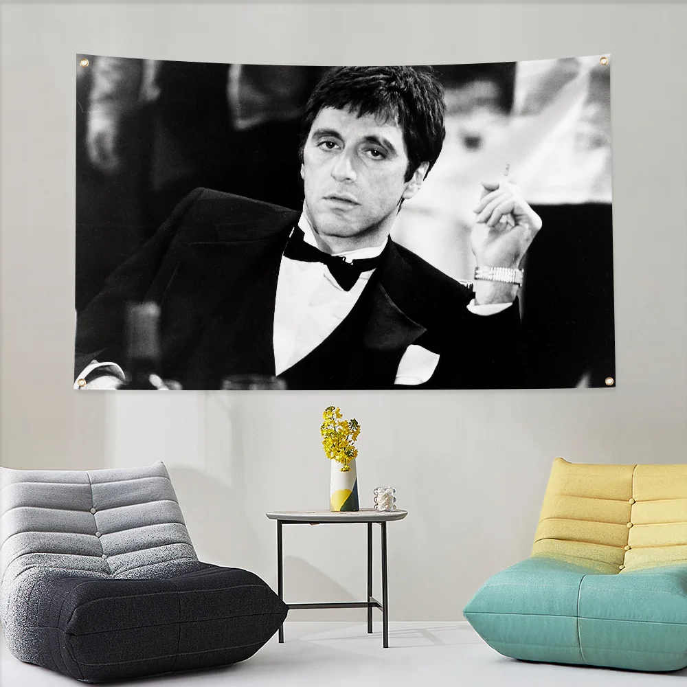 Home Decoration Tapestry Scarface Tony Montana Gangster Movie Vintage Retro Style Flag to Hang Outdoor Decor Flags Garden