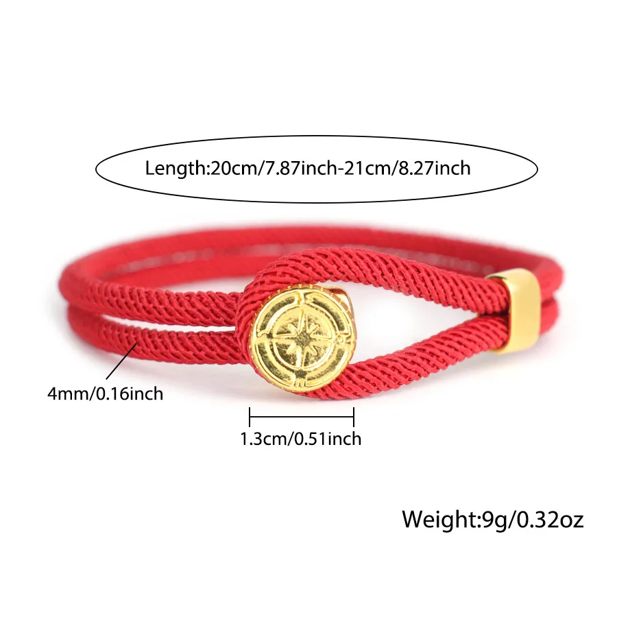 Nautical Rope Bracelet for Men Threaded Nylon Cord Compass Wrap Bangle with Gold Color Easy-Hook Surfing Sailor Jewelry Gift view 4