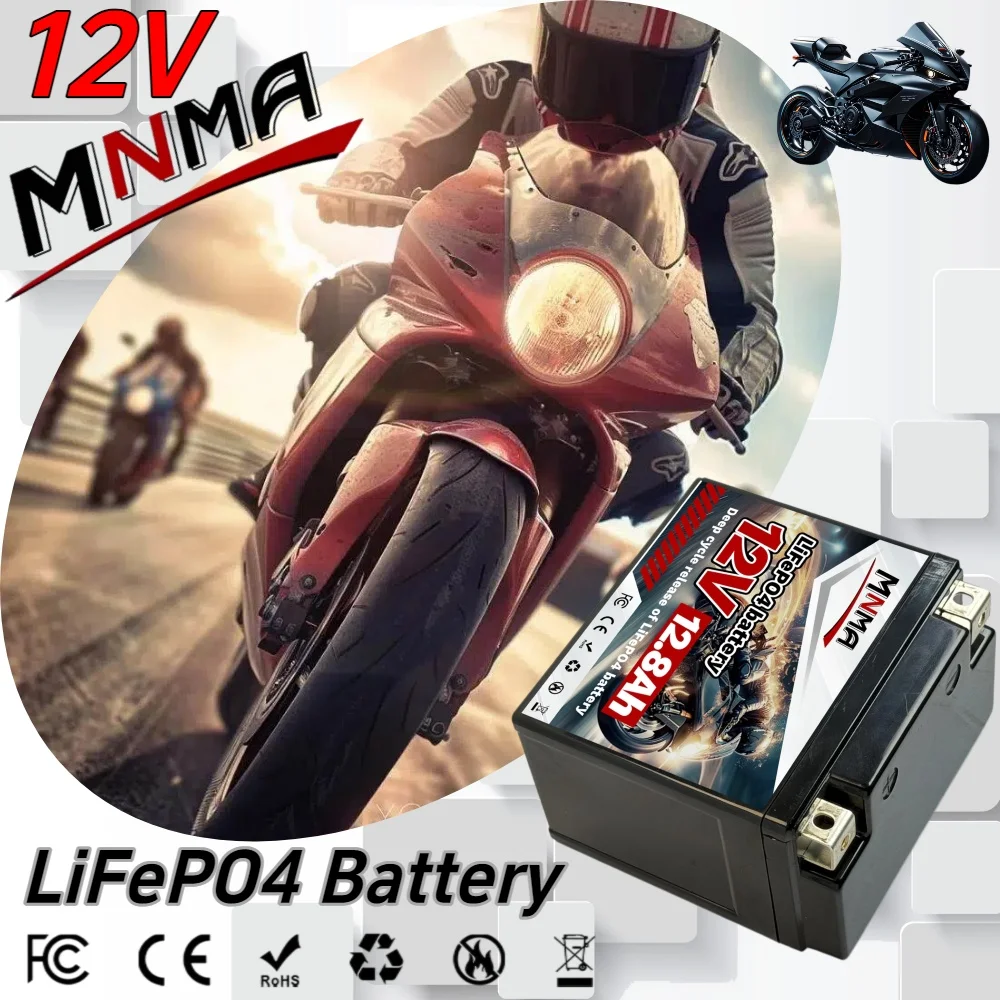 

12V lithium-ion battery 12.8Ah lithium iron phosphate battery built-in BMS 4000+deep cycle battery for motorcycle CCA
