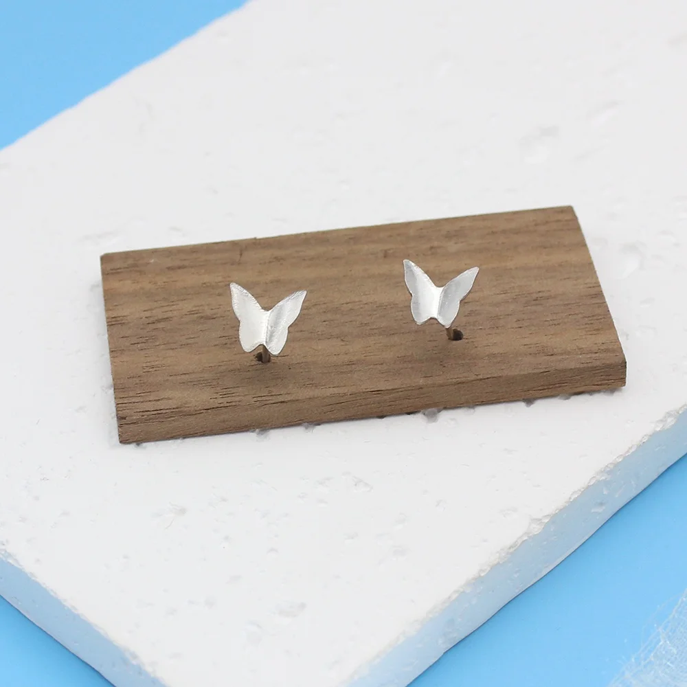 Silvery Metal Butterfly Small Stud Earring for Women Korean Simple Sweet Lovely Animal  Jewelry Wholesale Birthday Gift image 2