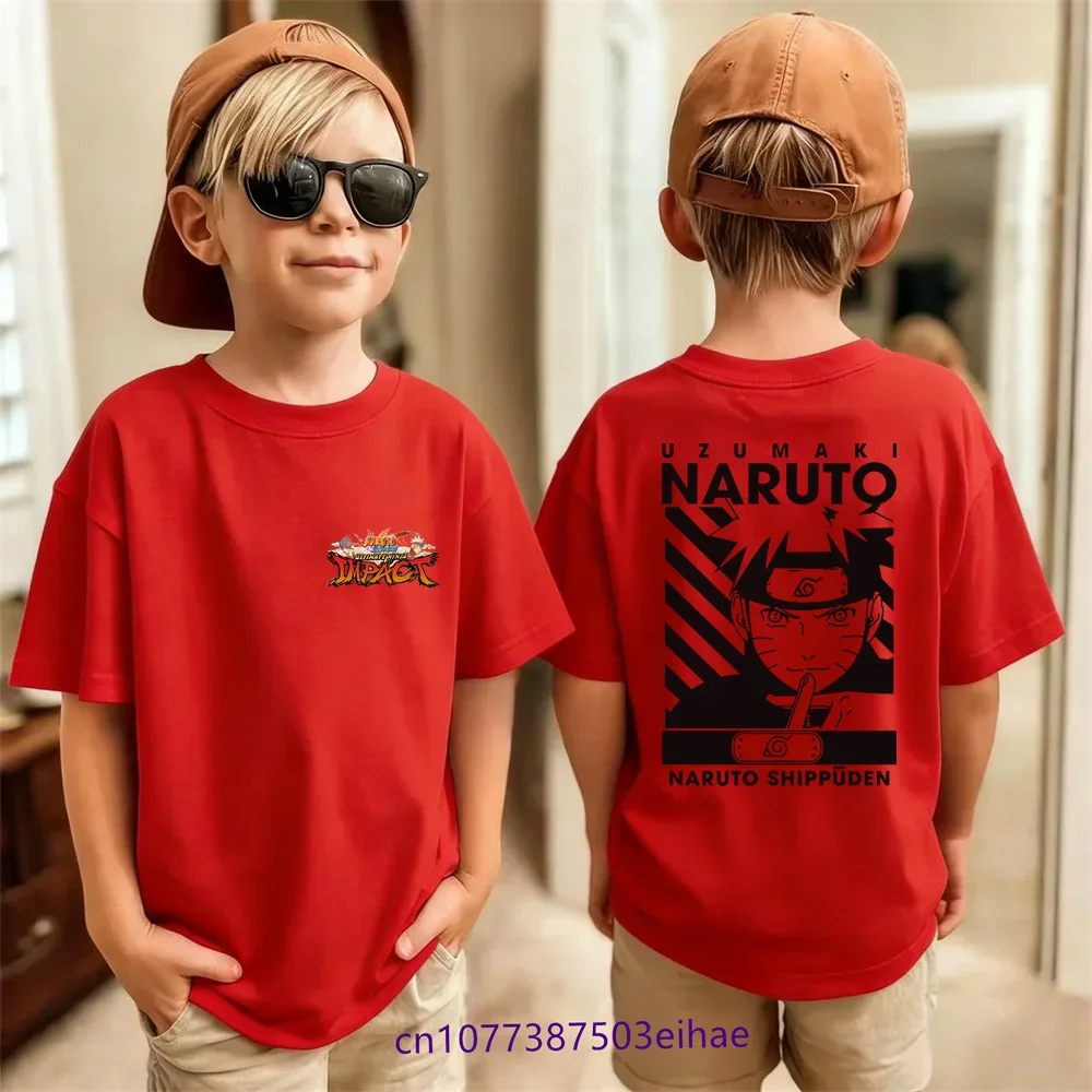 Naruto & Sasuke Kids T-shirt Short Sleeve Anime Cosplay Childhood Design Summer 2026 Children's Dressing Top