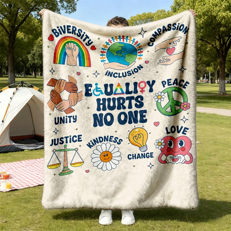 Equality Hurts No One  Flannel Blanket, Human Equal Rights Flannel Throw, Black Lives Matter Cozy Blanket