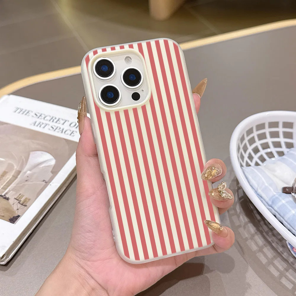 Matte Candy Color 2 in 1 Phone Case for Samsung Galaxy A56 A36 A26 A17 A07 A54 A34 A24 A15 A14 4G 5G Red Striped Fashion