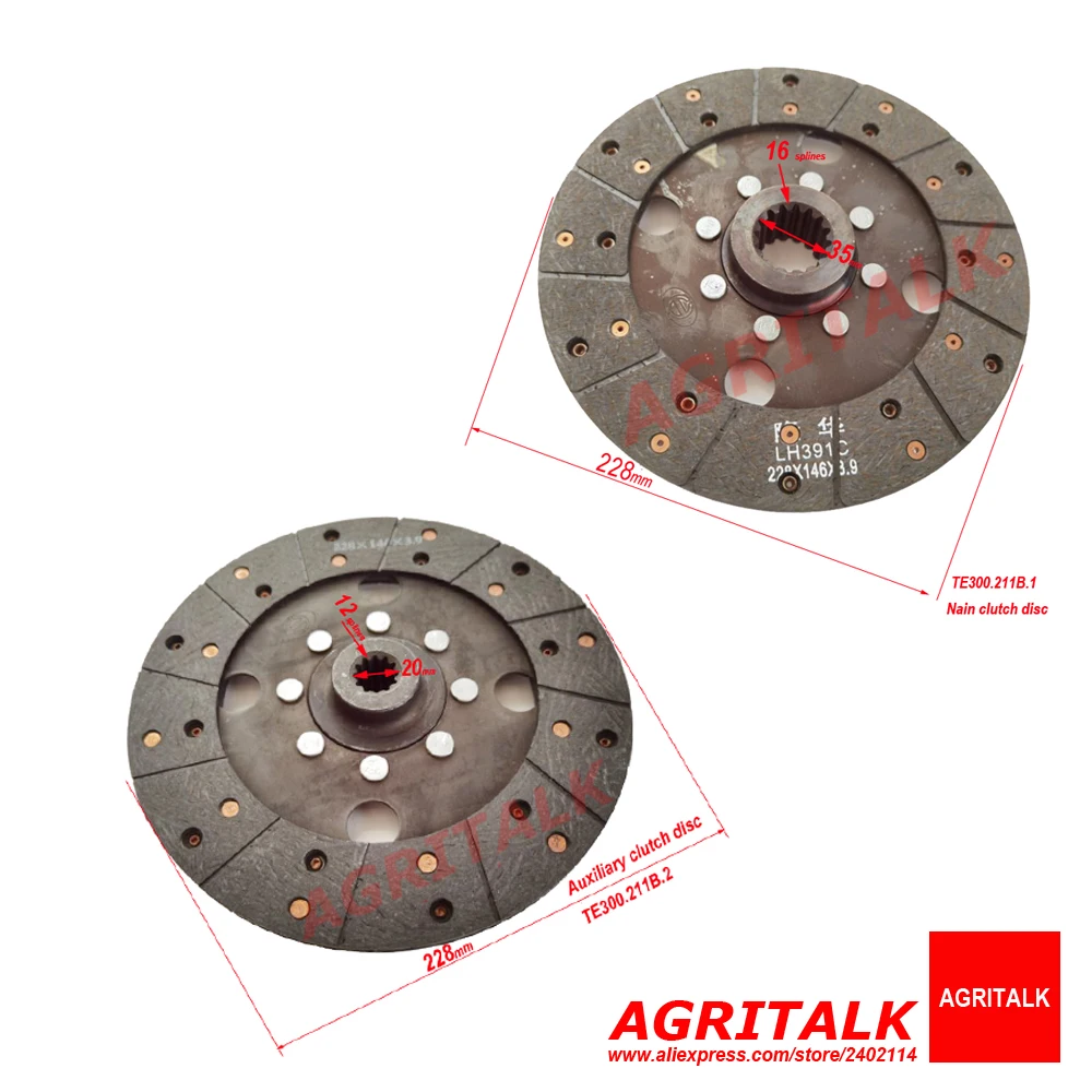 

TE300.211B.1 + TE300.211B.2, set of main and auxiliary driven discs for Foton Lovol TE304 / TE354 with 9 inch dual stages clutch