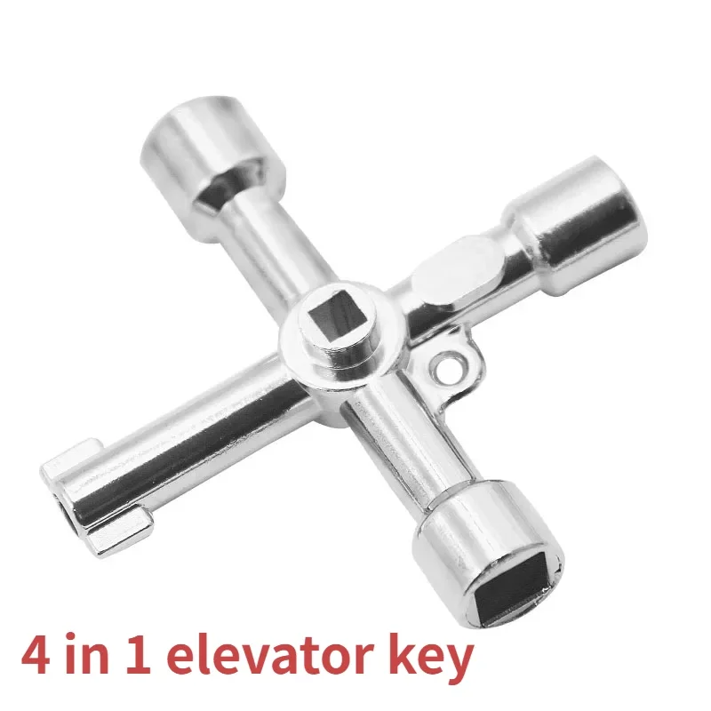 4 Way Universal Cross Triangle Wrench KEY for Train Electrical Elevator Cabinet Valve Alloy Triangle