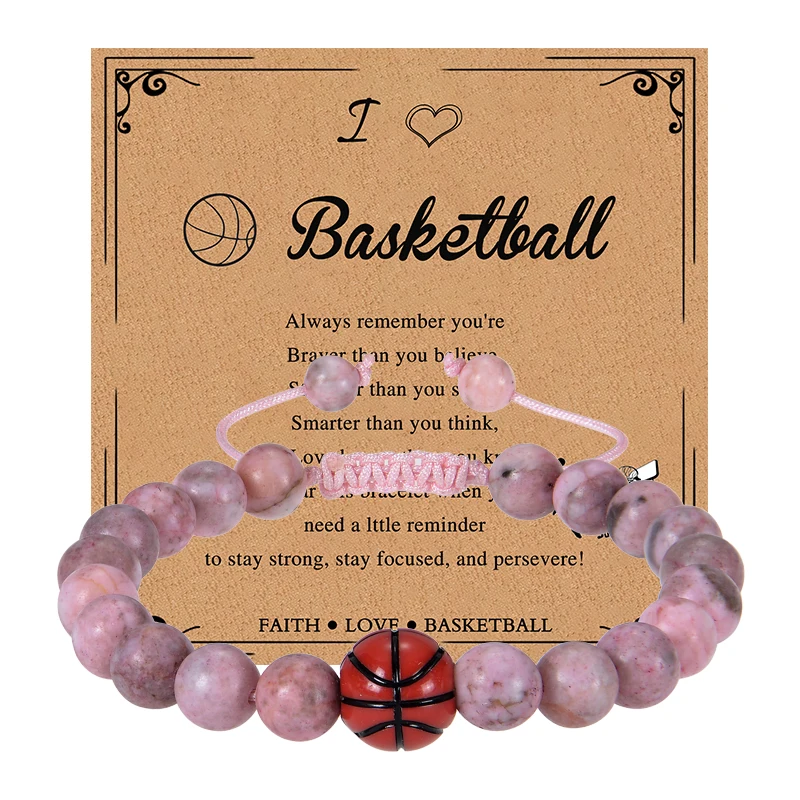 الكرة اللينة/الكرة الطائرة/كرة القدم/كرة السلة/سوار التنس هدايا للفتيات في سن المراهقة قابل للتعديل الخرز الطبيعي سوار إكسسوارات رياضية