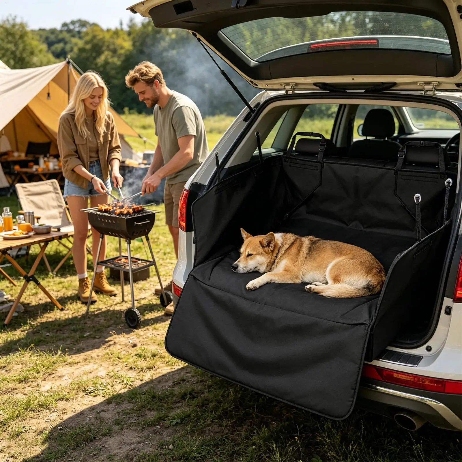 

Car Trunk Seat Cushion Anti-Slip Pet Cargo Liner Washable Stain-Resistant Dog Trunk Protective Mat For Truck Automotive RV