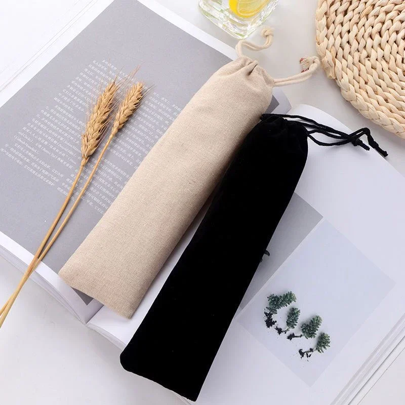 Reusable Straw Storage Bag Drawstring Cutlery Dustproof Pouch Drinking Metal Straw Knife Fork Spoon Chopsticks Carrying Case