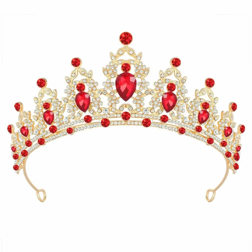 

Tiara Crown for Women, Headband Hair Accessories for Birthday Wedding Party Costume Red