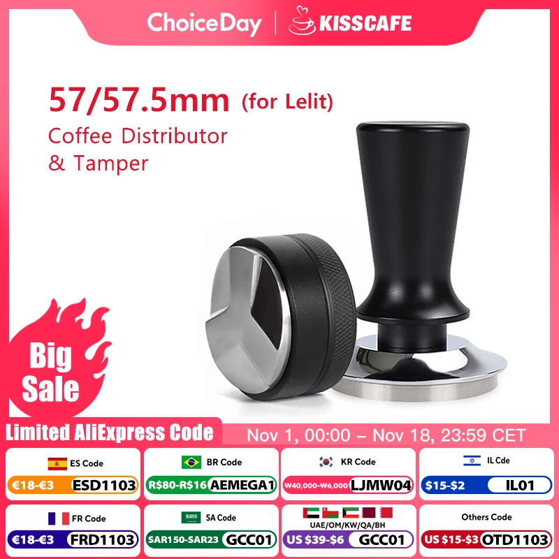 Coffee Tamper 57mm 57.5mm Constant Pressure 30 Lbs Powder Hammer For Lelit Anna Barista Espresso Macker Accessories Corner Tool