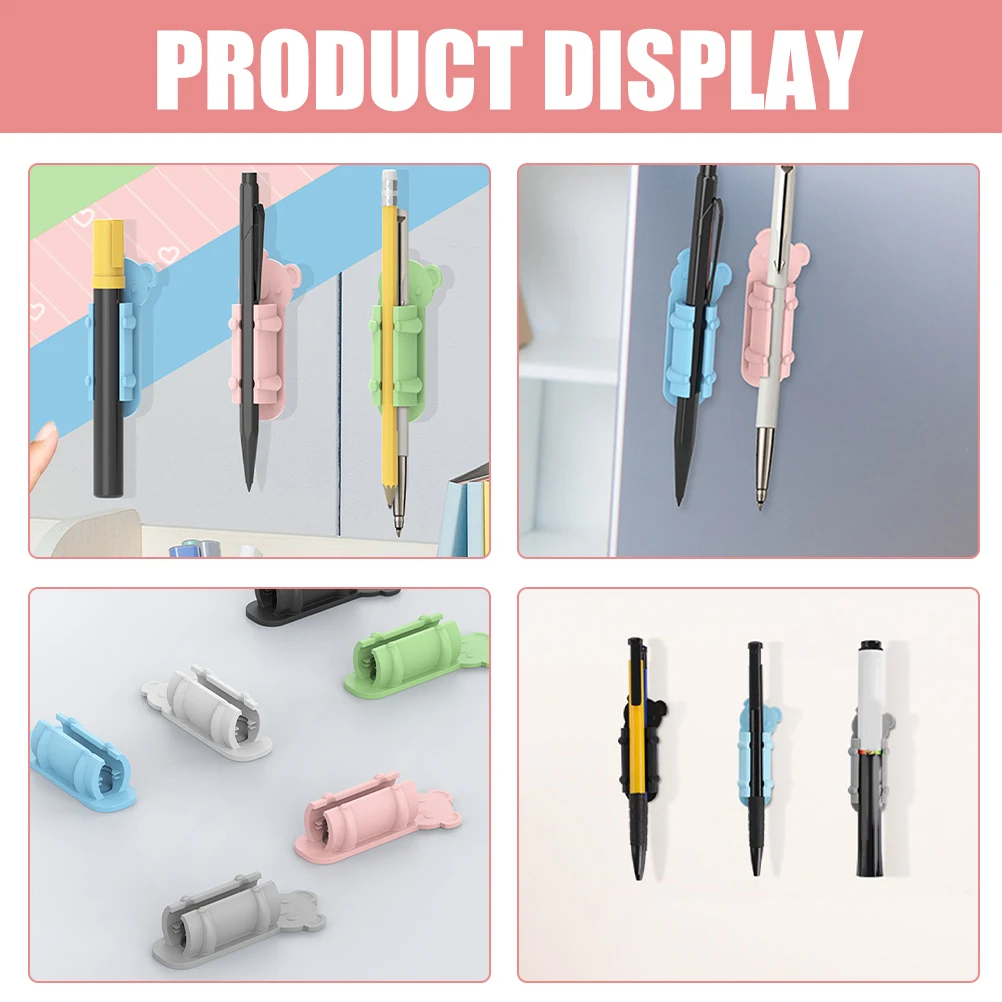 

6Pcs Desktop Pen Holder Clips Adhesive Silicone Pencil Clamp Multipurpose Pen Holder Organizer for School Office Stationery