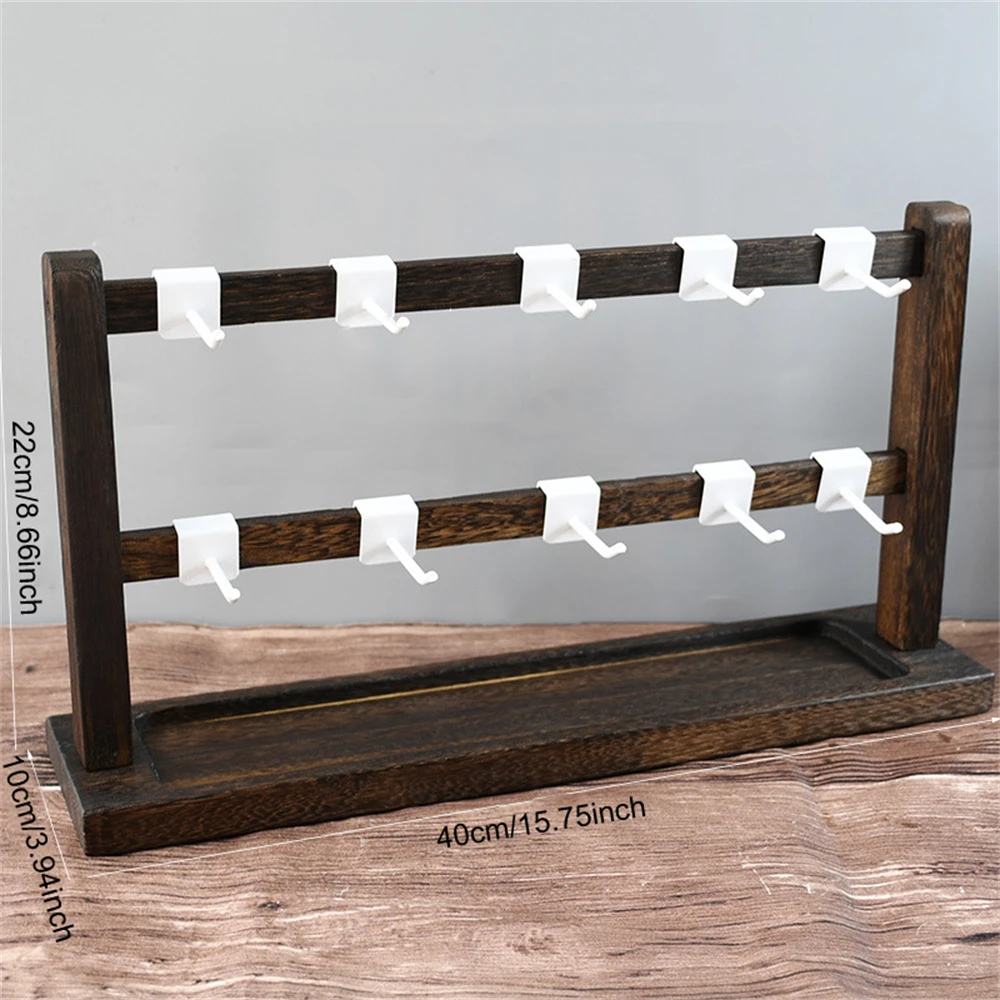 2/3/4Layers Vintage Wood Jewelry Rack With Hooks Earrings Bracelet Rings Necklace Display Storage Holder Jewellery Organizers