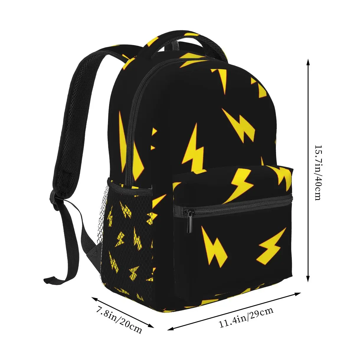 Yellow Lightning Bolts On Red Thunder Bolt Pattern Backpacks Boys Girls Bookbag School Bags Cartoon Laptop Rucksack Shoulder Bag