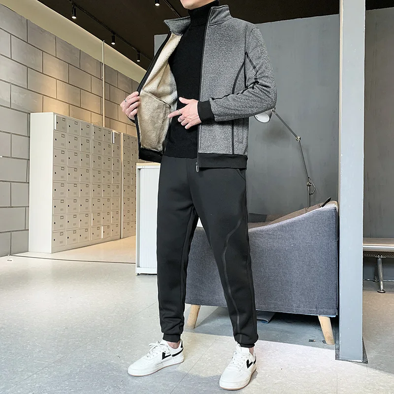 Thicken Men\'s Casual Cardigan Suit Fit Version Crisp and Sharp Shape High and Thin Quality Fabric Comfortable Skin Breathable