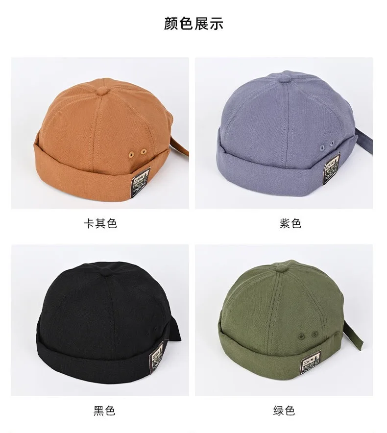 قبة البطيخ قبعة الرجال النساء موضة خمر Brimless قبعة الهيب هوب المالك قبعة للجنسين Skullies قبعة بلون دوكر قبعة