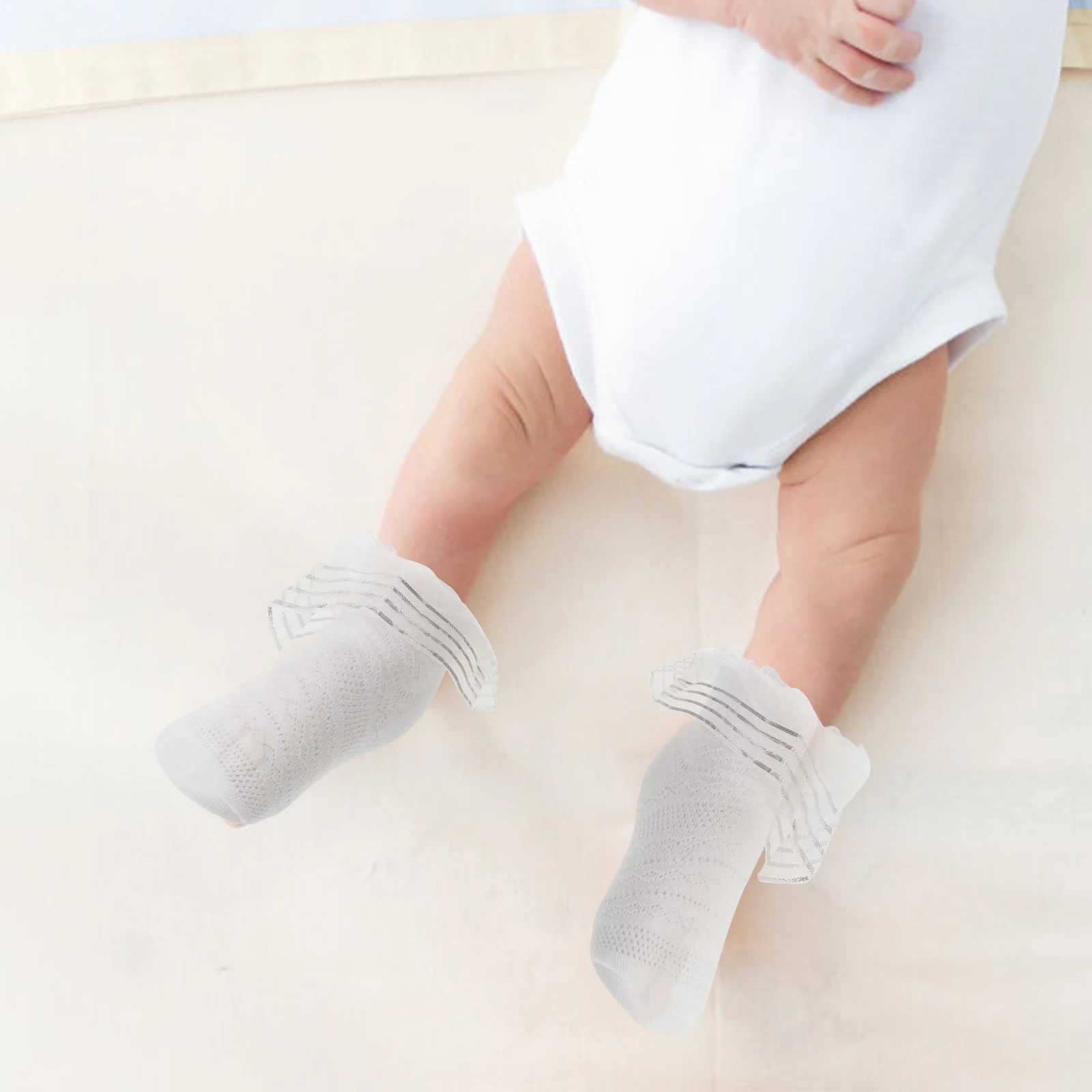 

1 Pair White Lace Soft Cotton Knee For Girls Boys Toddlers Tulle Ruffle Socks Warm Novelty Socks For Dance Performance