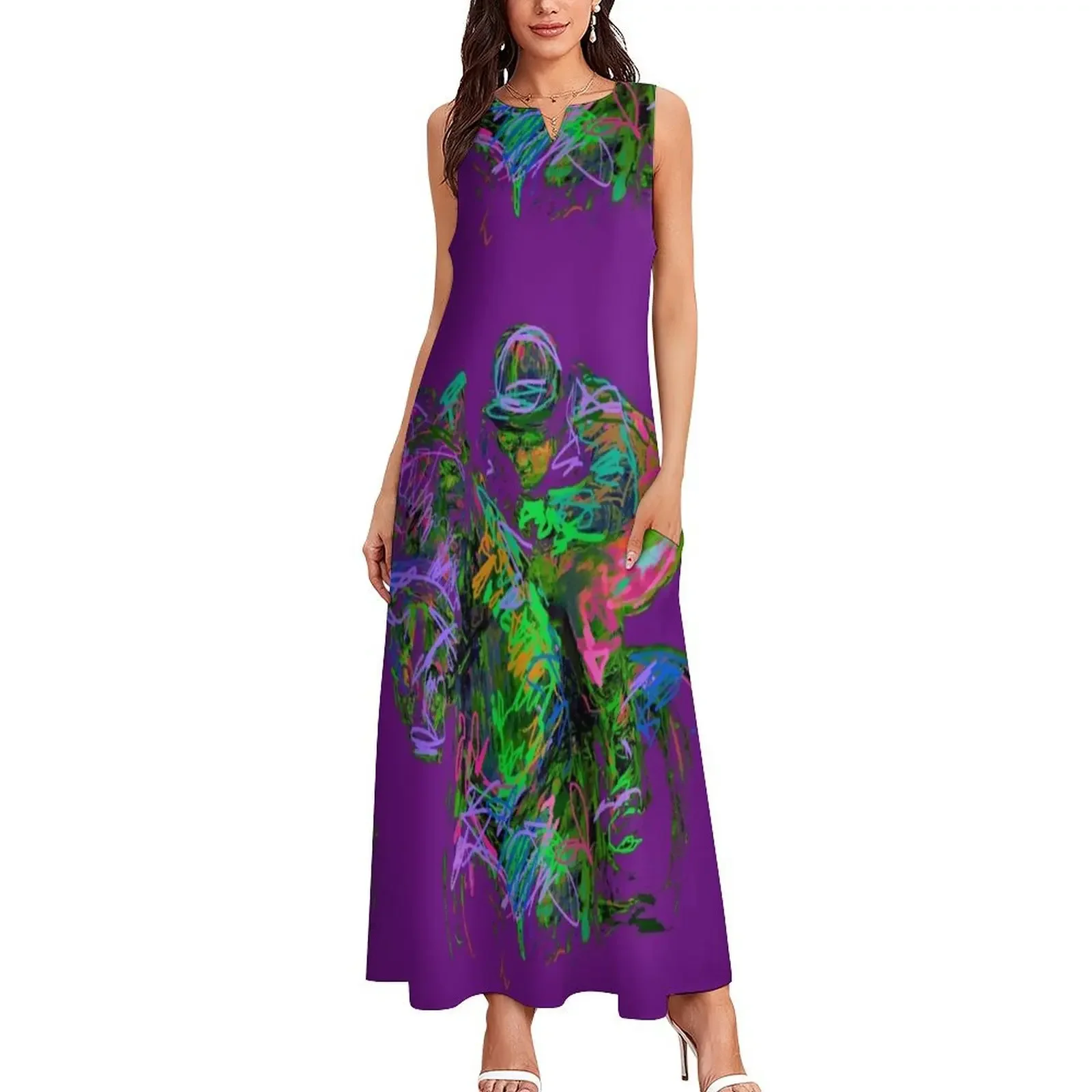 Derby with purple Long Dress elegant women