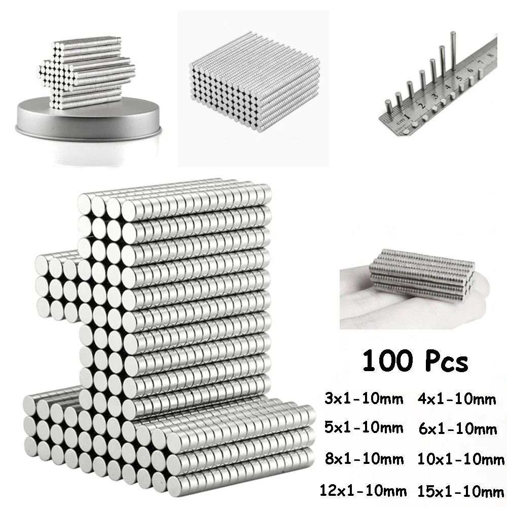 100Pcs Round Strong Magnetic Ndfeb MagnetsN35 Diameter D3/4/5/6/8/10/12/15/20mm Neodymium Magnets Imanes Magnet Neodymium Magnet