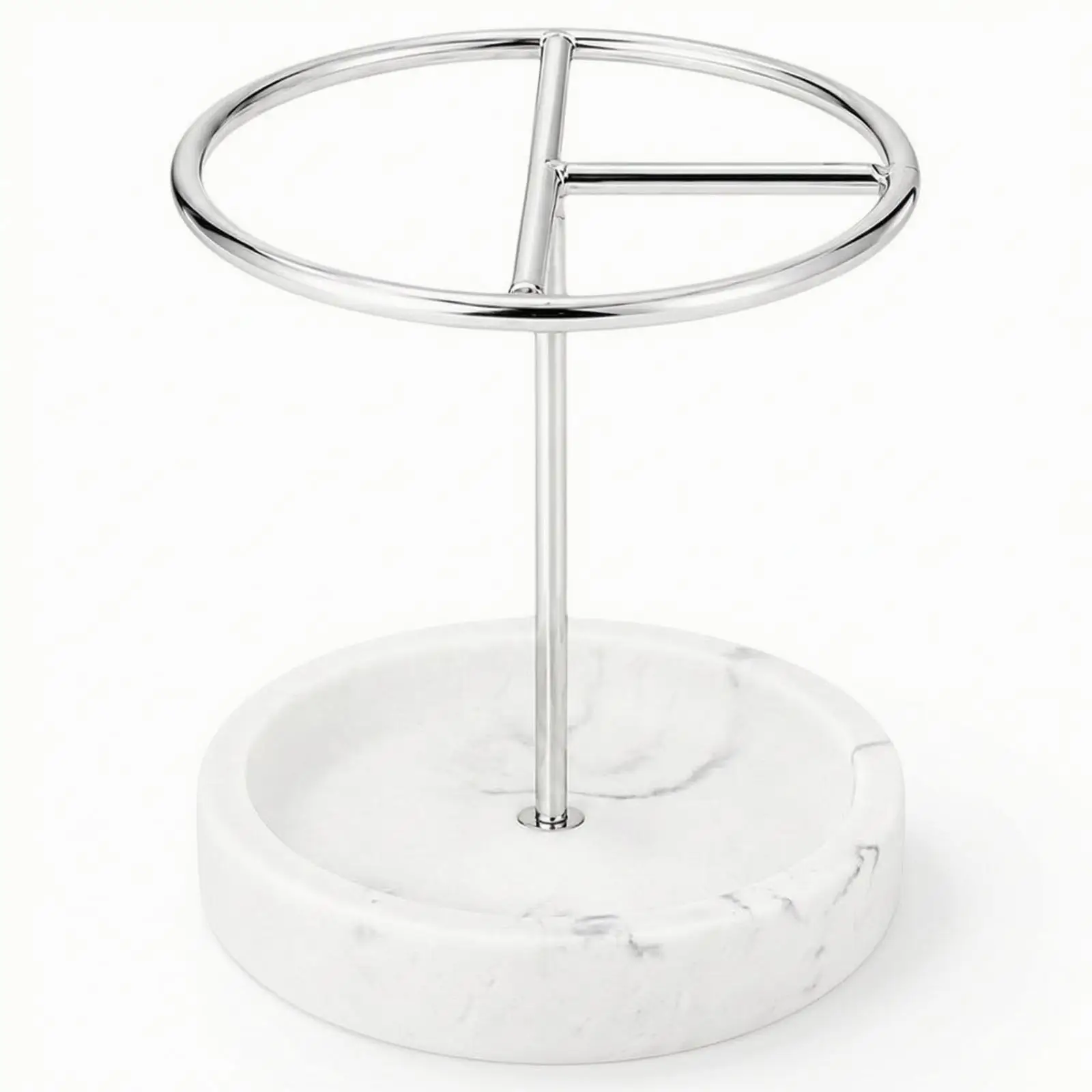 Compact Toothbrush Organizer Stainless Steel with Resin Base Circular Divider Design Tidy Bathroom Countertop Holder