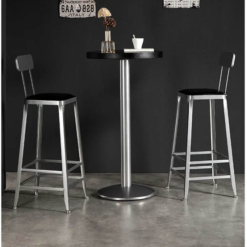 Retro Industrial Style Bar Chair Iron High Foot Counter Stool Widened Backrest Coffee Seats, Stable Load-Bearing, Modern Furnitu