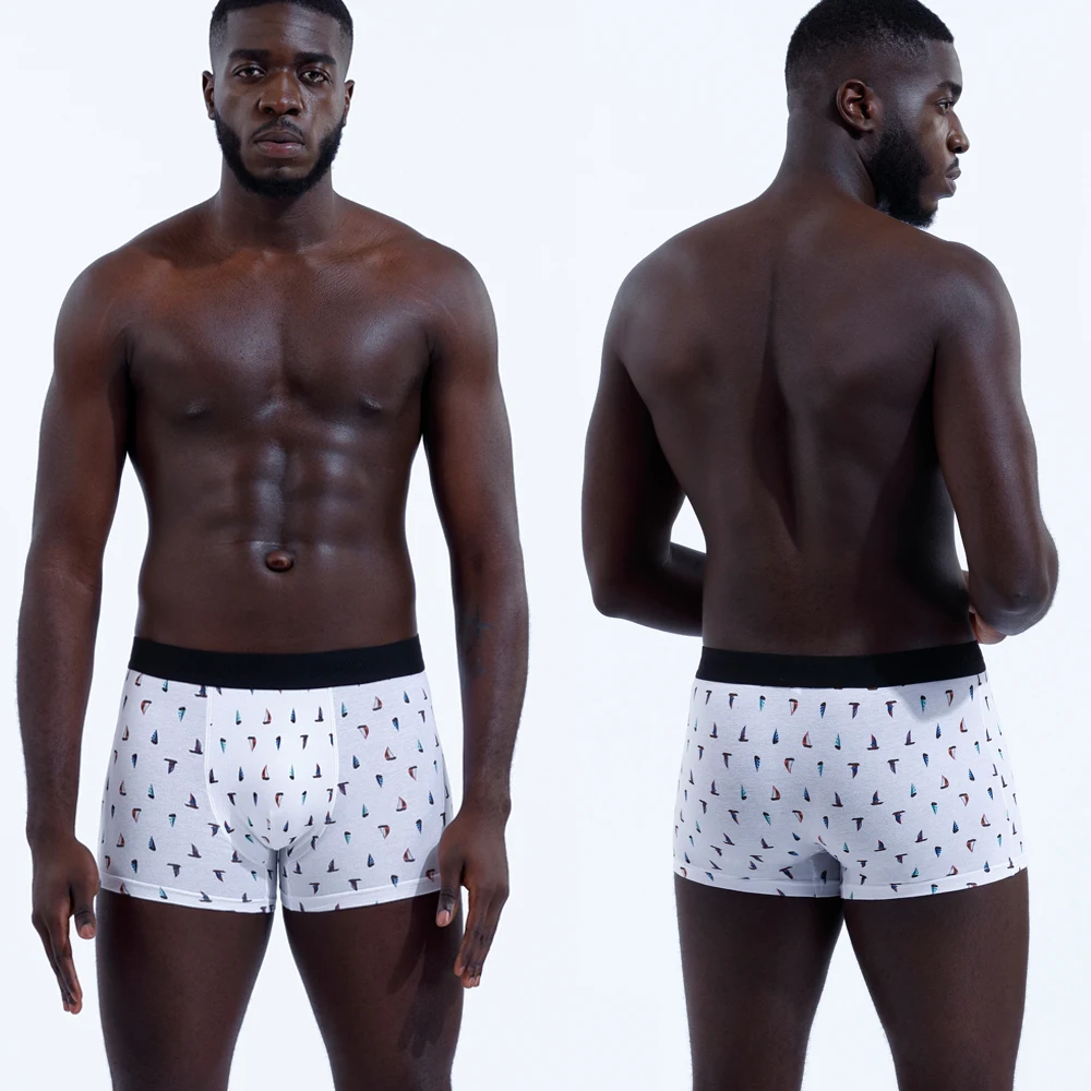 3pcs Men\'s Panties Sexy Print Underwear for Man Solid Homme Underpants Cotton Mens Boxer Shorts Male Trunks Gift