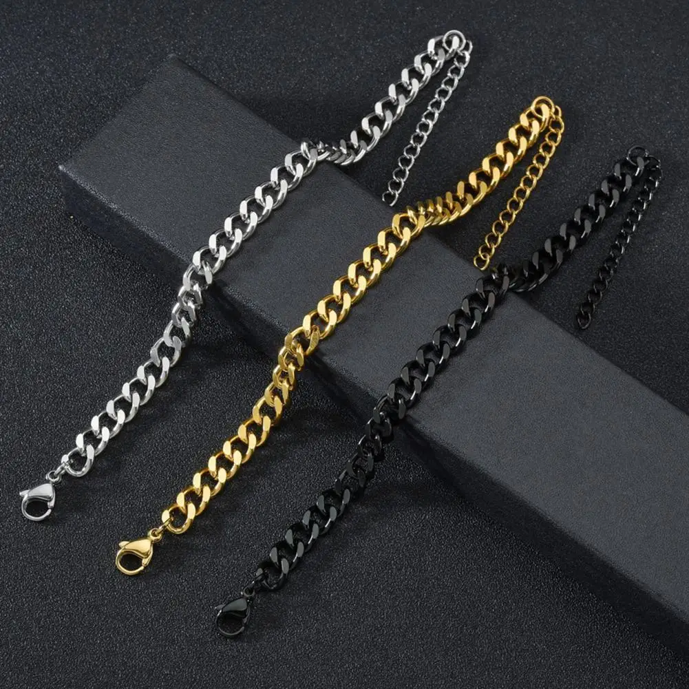 Men Bracelet Chain Plated Stainless Steel Hip Hop Bangle Geometric Cuban Link Bracelet Fashion Jewellery