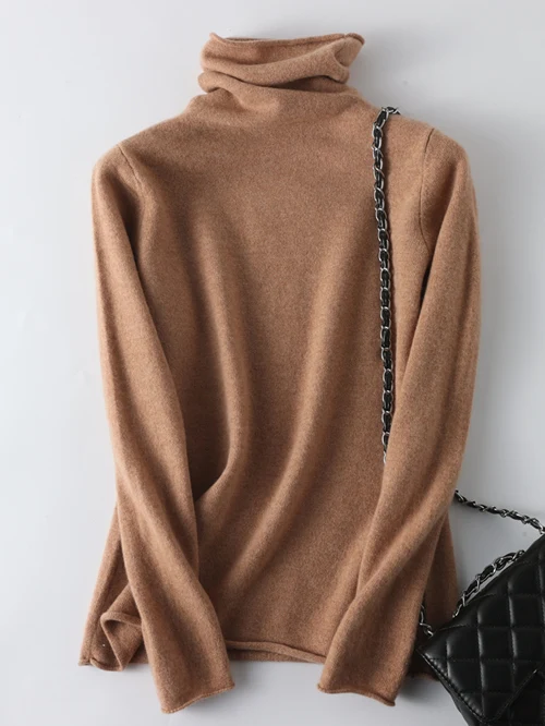 Birdtree Damen-Pullover mit Rollkragen, Edge Curl, Basic-Strickpullover, Unterhemd, Pullover aus 100 % australischer Wolle, Herbst-Winter T39244QM – Detail 14