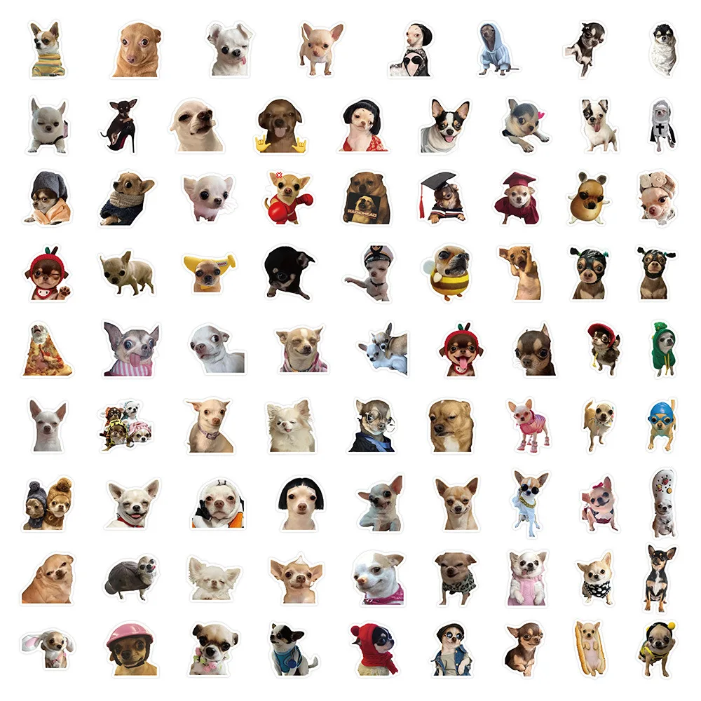 80PCS Realistic Animal Chihuahua Cute Puppy Funny Meme Graffiti Sticker Creative DIY Stationery Box Water Cup Scrapbook Decal