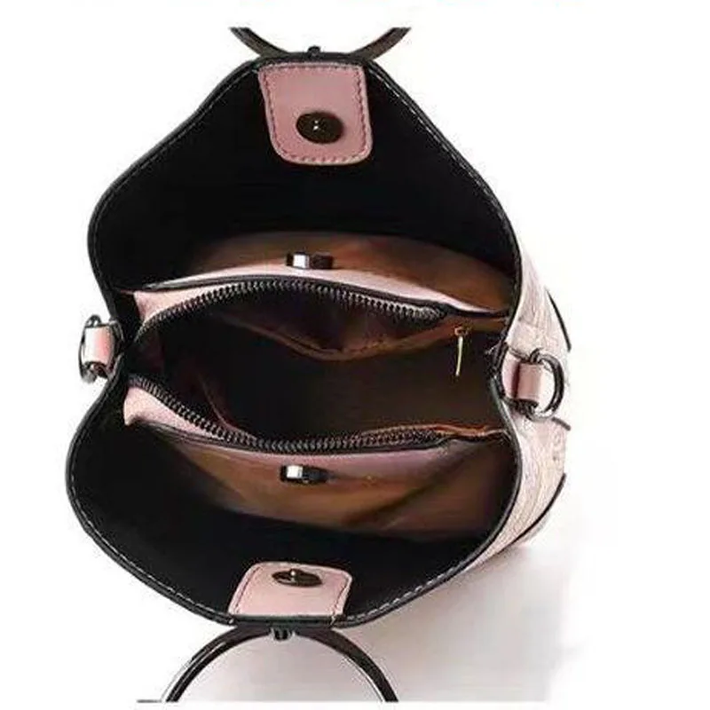 Bolso de hombro de gran capacidad para mujer, bolso cruzado con patrón de PU, bolso de cubo portátil, bolsos de mensajero para mujer