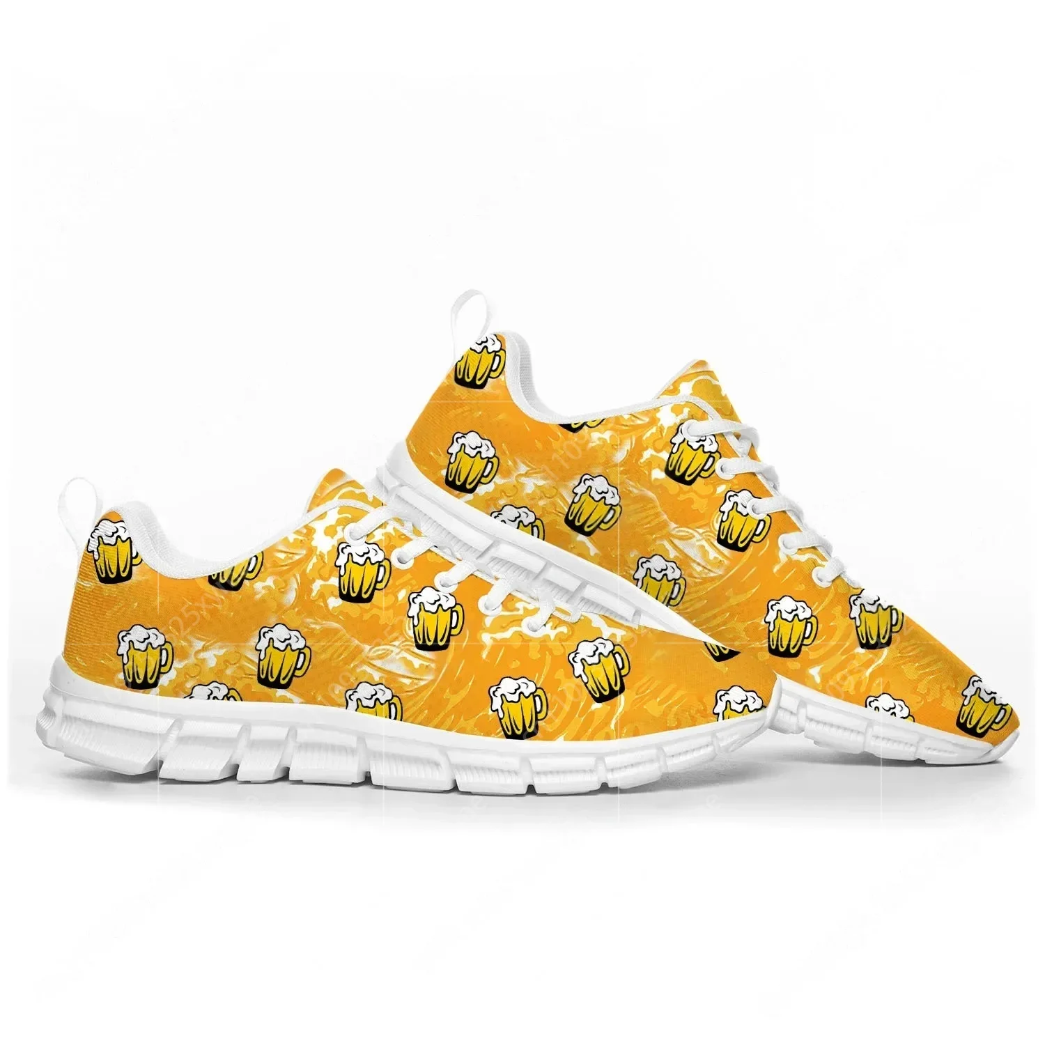 

Кроссовки унисекс с 3D-принтом в стиле пива, спортивные, повседневные, на заказ, высокого качества, для пар, белые