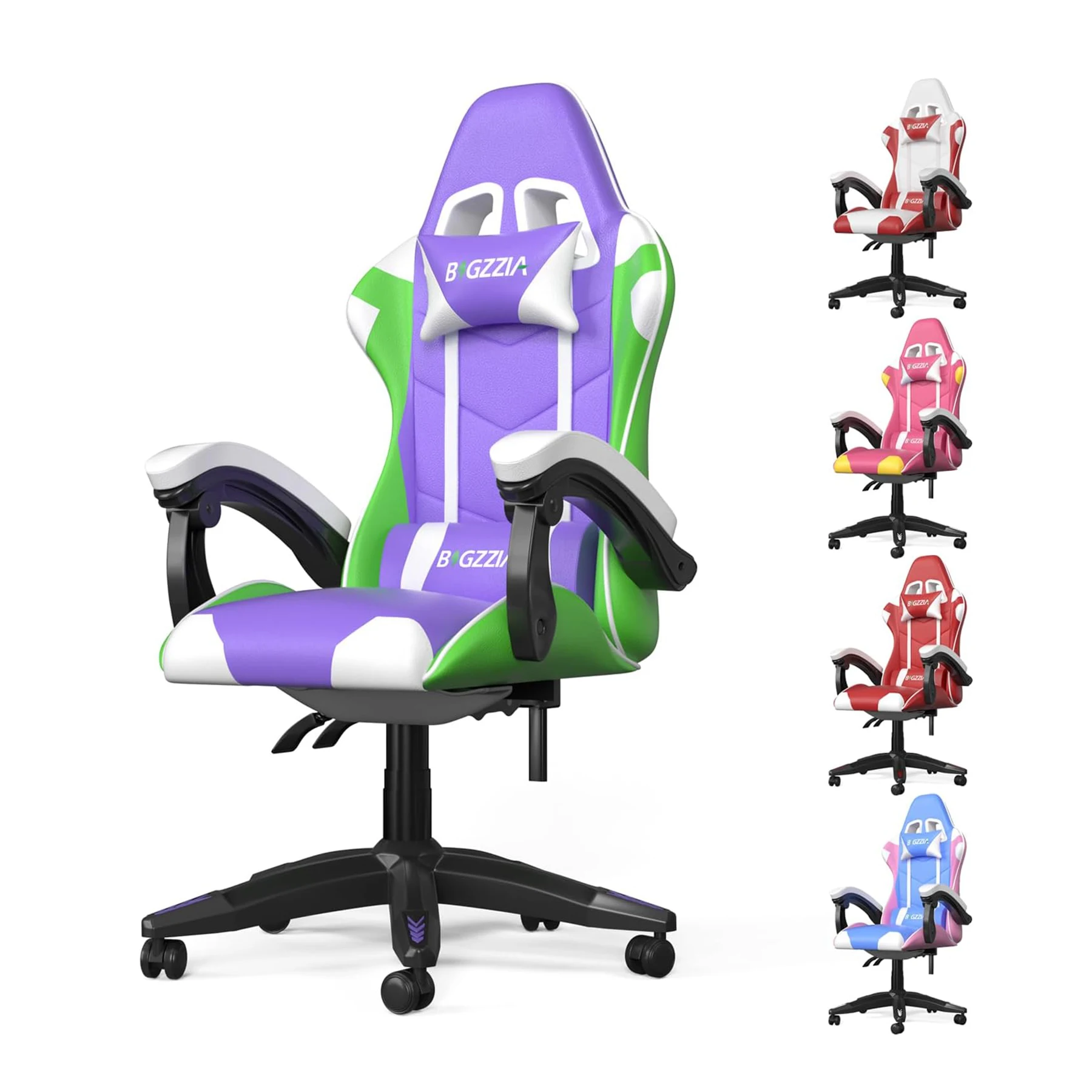 bigzzia Gaming Chair, Ergonomic Computer Chair, Office Chair High Back Leather Desk Chair with Headrest and Lumbar Support