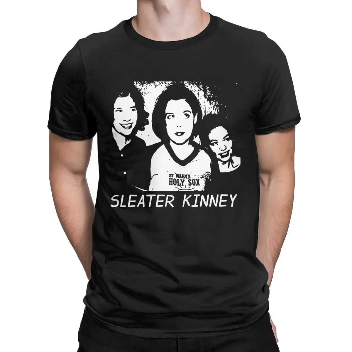 Painting Team Sleater Kinney Rock T-Shirts Men Crazy 100% Cotton Tees Crew Neck Short Sleeve T Shirts Original Clothing