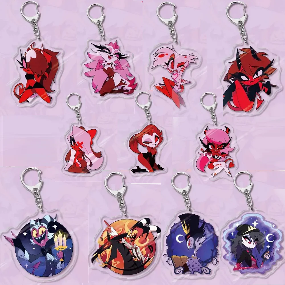 Hot Hoteling Anime Figure Acrylic Keychain Model Plate Vaggie Alastor Charlie Sign Backpack Pendant Key Ring Fans Gift Ornaments