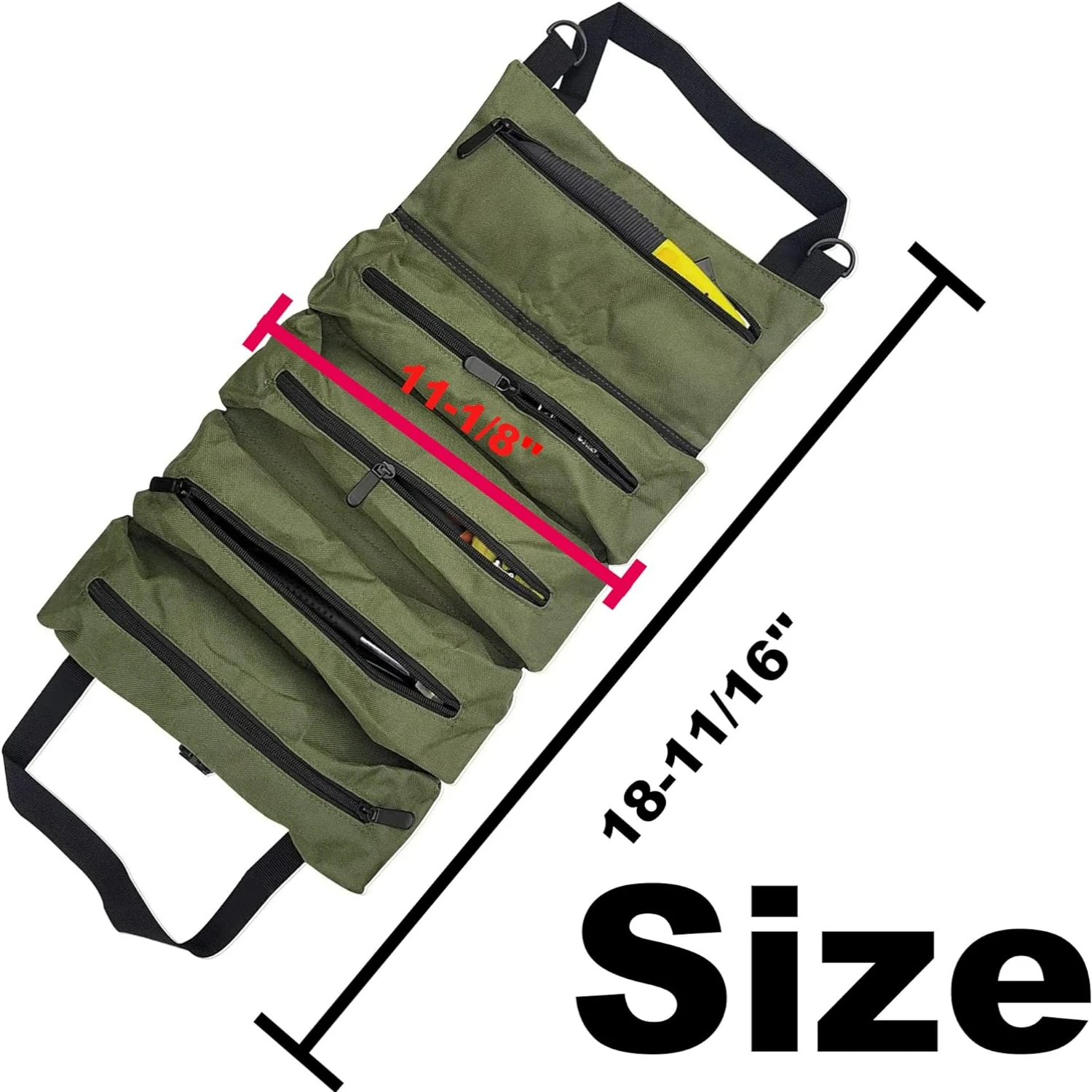 حقيبة قابلة للطي من قماش أكسفورد مقاومة للماء باللون الأخضر المتين مع 5 جيوب واسعة - منظم عالي التحمل متعدد الأغراض مثالي لـ El #2