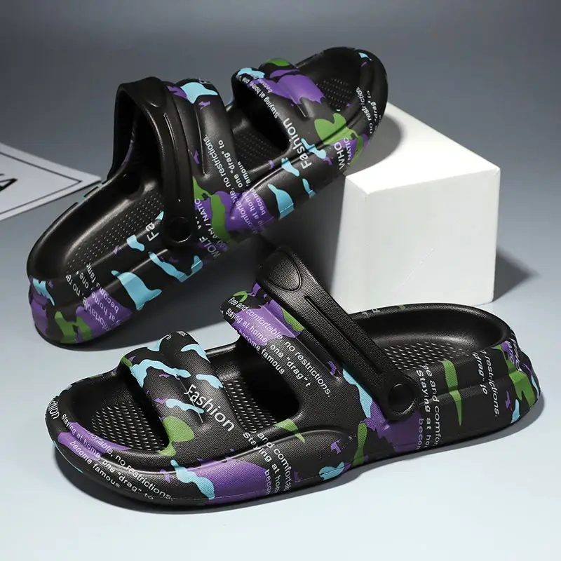 

New Men Summer Sandals Outdoor Fashion Trendy Print Memory Foam Comfort for Beach and Driving