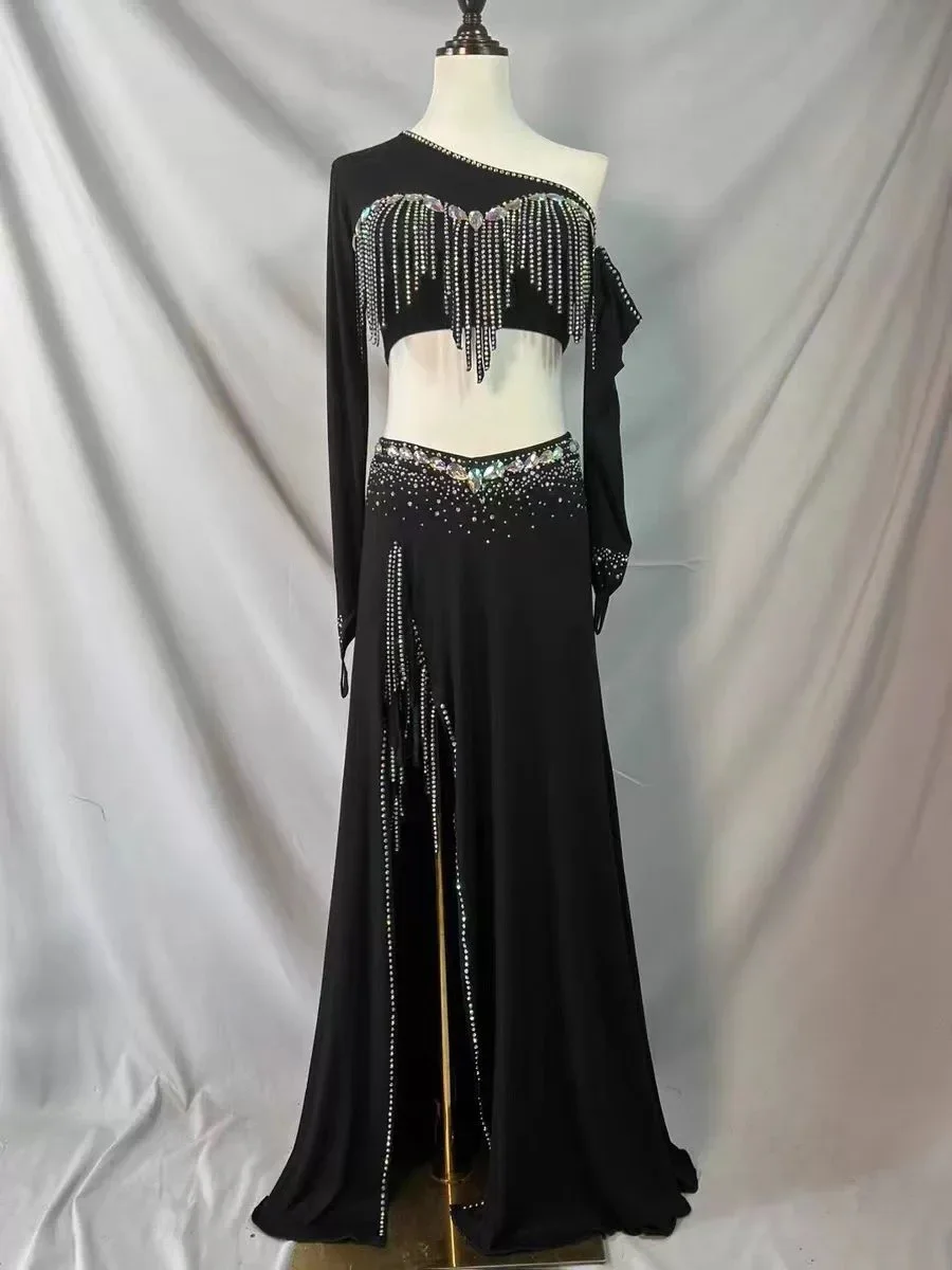 Belly Dance Costume Customized Luxury Water Diamond Tassel Performance Set Adult and Child Oriental Dance Competition Costumes