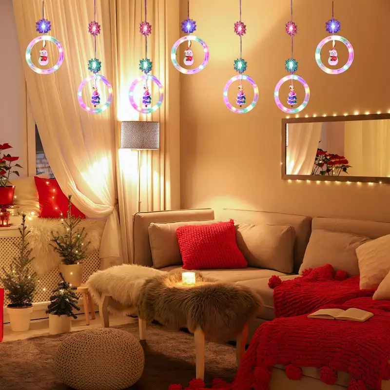 Luzes de janela de natal parede interior pendurado luzes da corda janela de natal luzes led decorações hangable luzes da corda com