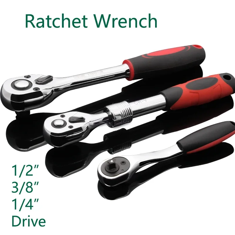 

Ratchet Wrench 1/4" 3/8" 1/2" Drive Flexible 72/24-Tooth Extendable Telescopic Socket Spanner Wrench Allen Key Length Hand Tools