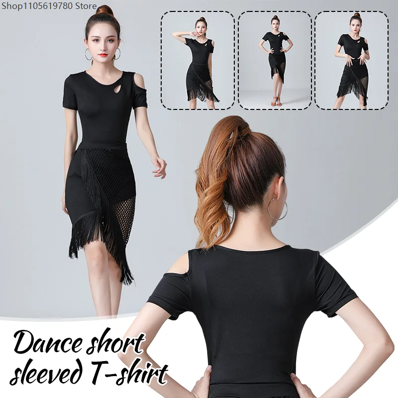 Women Dance Basic Tops Girl Dancewear Ballroom Samba Tango Flamengo Latin Dance Practice T-shirt Stage Performance Costume