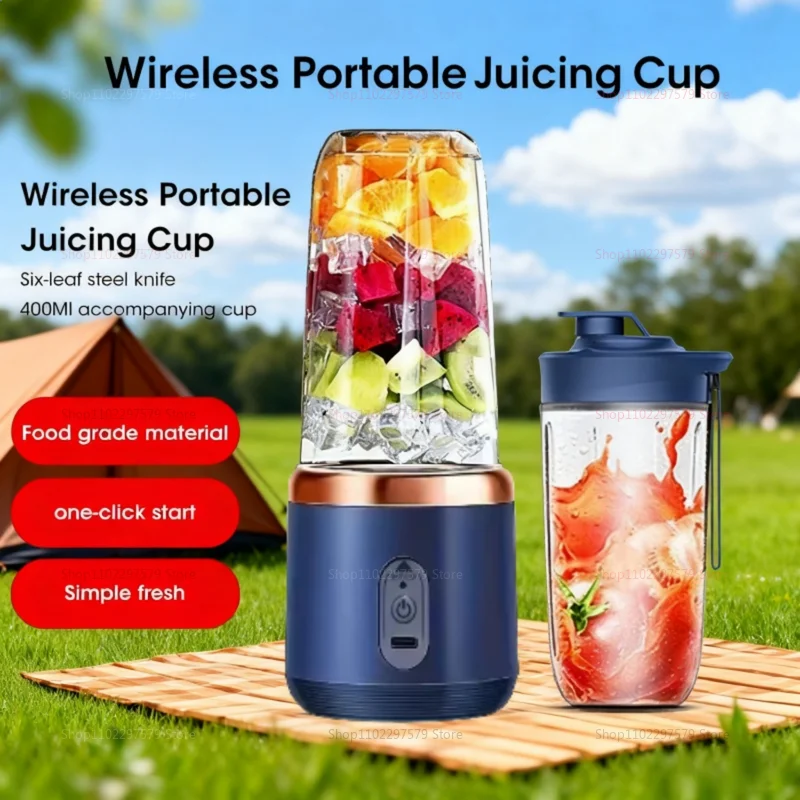 Taza de licuadora portátil de 40W con cuchillas afiladas, exprimidor de tazas dobles con batería de 1500mAh para batidos, zumos, batidos, viajes, Picnic, uso doméstico
