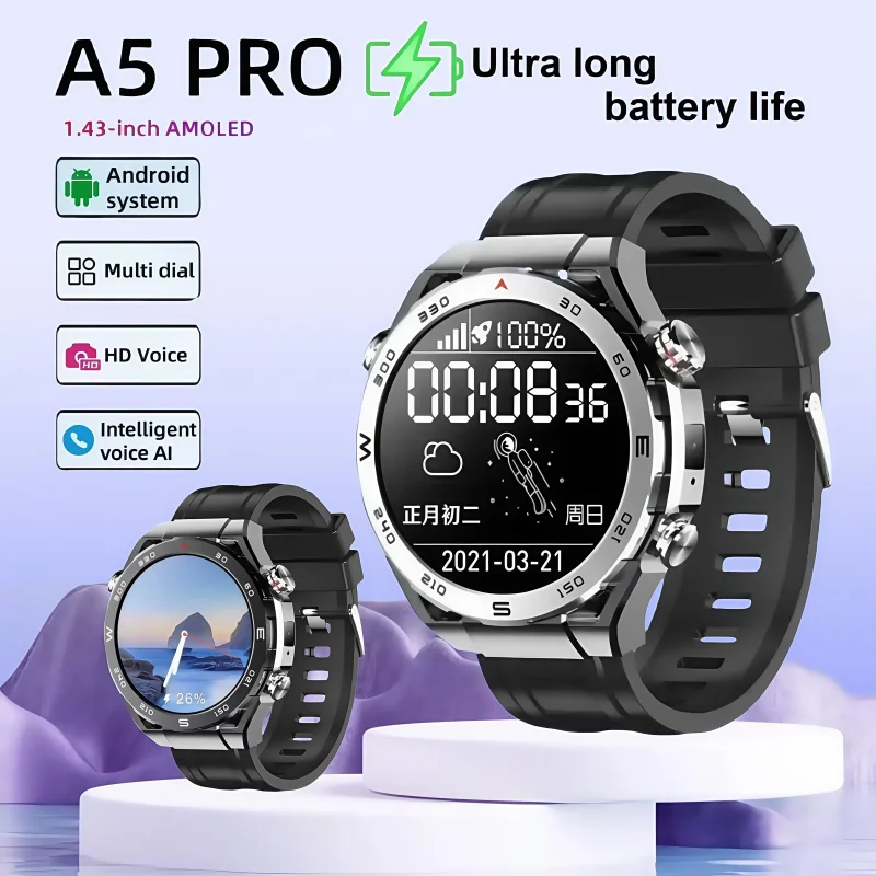 

A5 Pro 4G/5G Android Смарт-часы Большой экран Камера 200 Вт 256 ГБ Память Вызов GPS WiFi Спорт Bluetooth