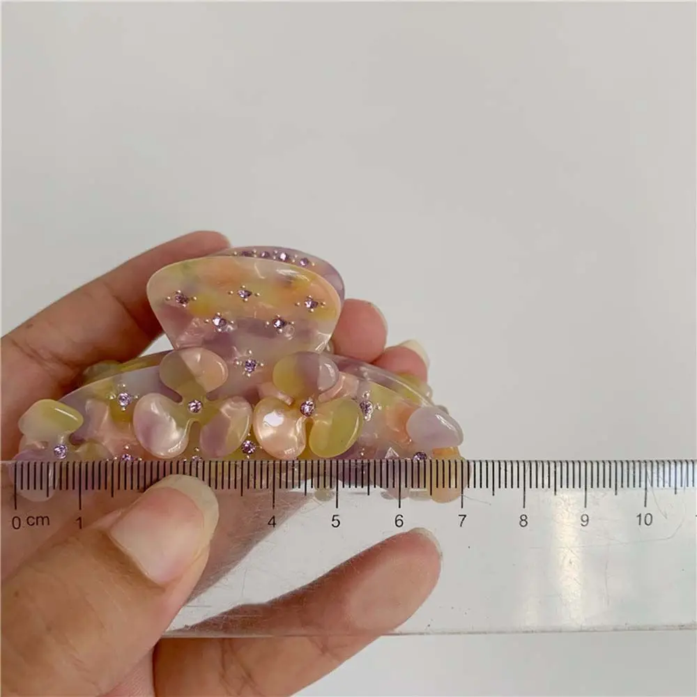 Mollette Bianco colorato fiore di cristallo diamante strass ornamenti per capelli artiglio per capelli in acetato fermagli per capelli fiore stile coreano