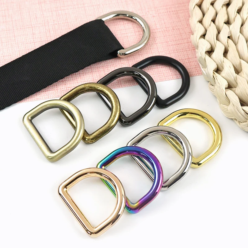 10/20Pcs 10-25mm Metal D Ring Buckles Handbag Strap Connector Backpack Shoulder Webbing Loop Leathercraft Bag Hardware Fittings