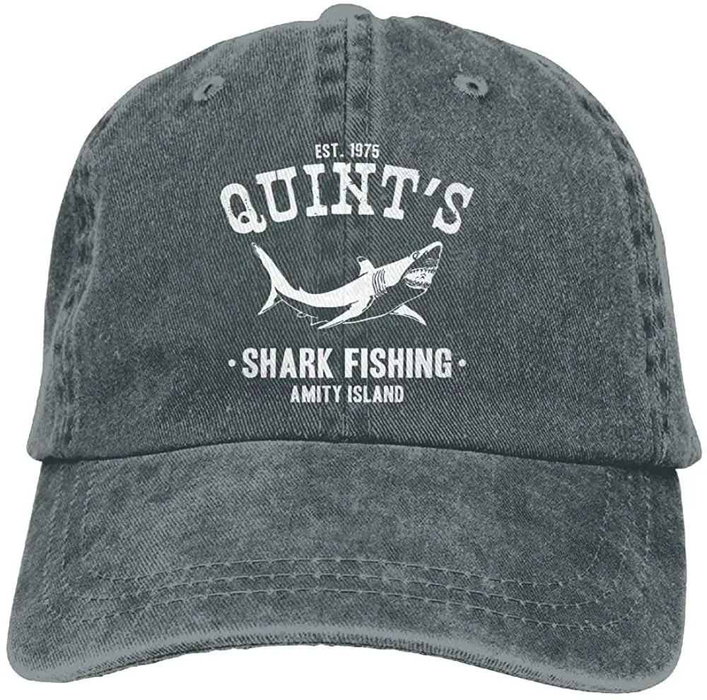 Adult Unisex Cotton Jeans Cap Old-Fashion Adjustable Hat Quints Shark Fishing Jaws 7 Colors Available Dad Hip Hop Hats