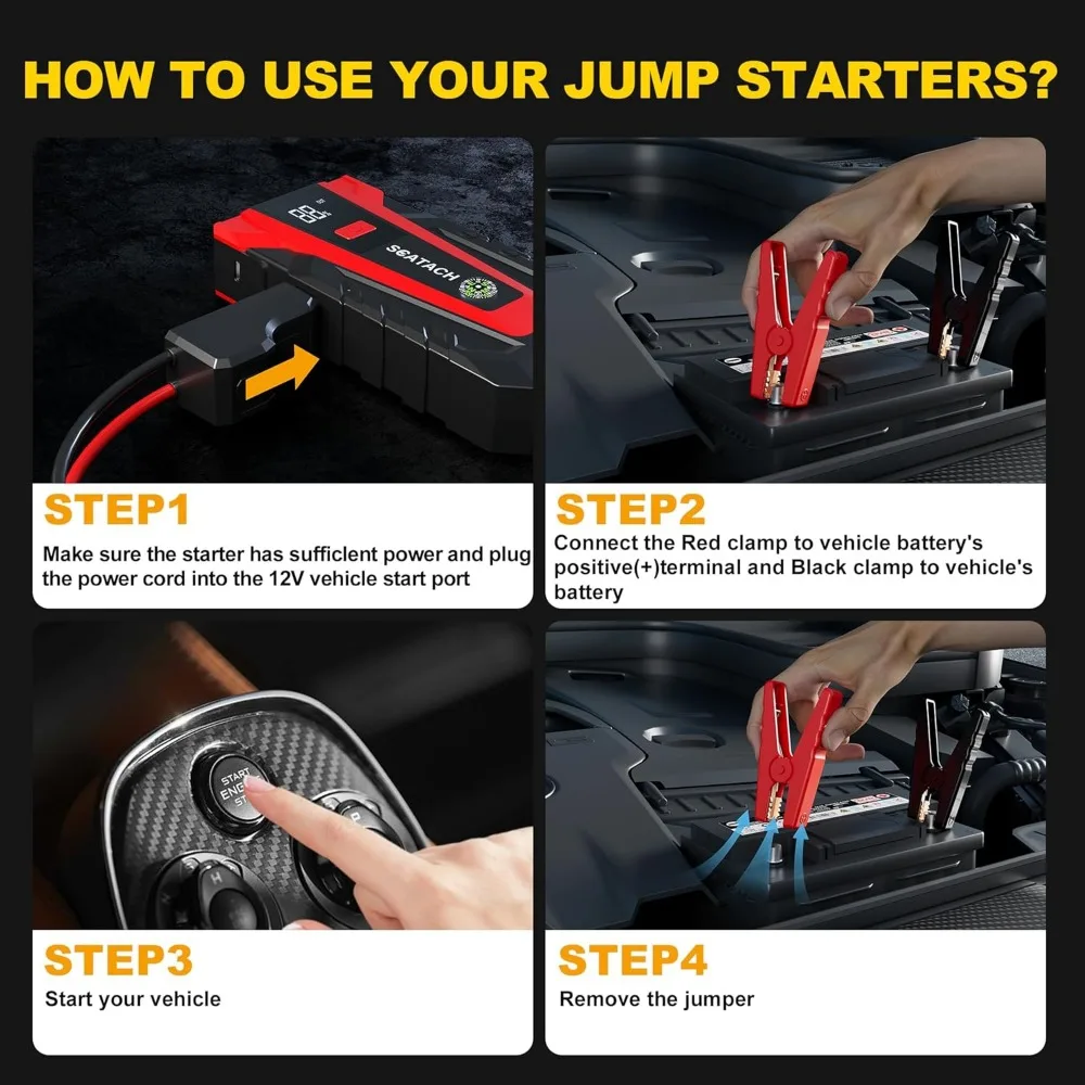 Scatach 011 4500A بطارية السيارة Jump Starter، حزمة بطارية Jump Starter 12 فولت (حتى 12.0 لترًا محرك ديزل يعمل بالبنزين و10.0 لتر)، محمول