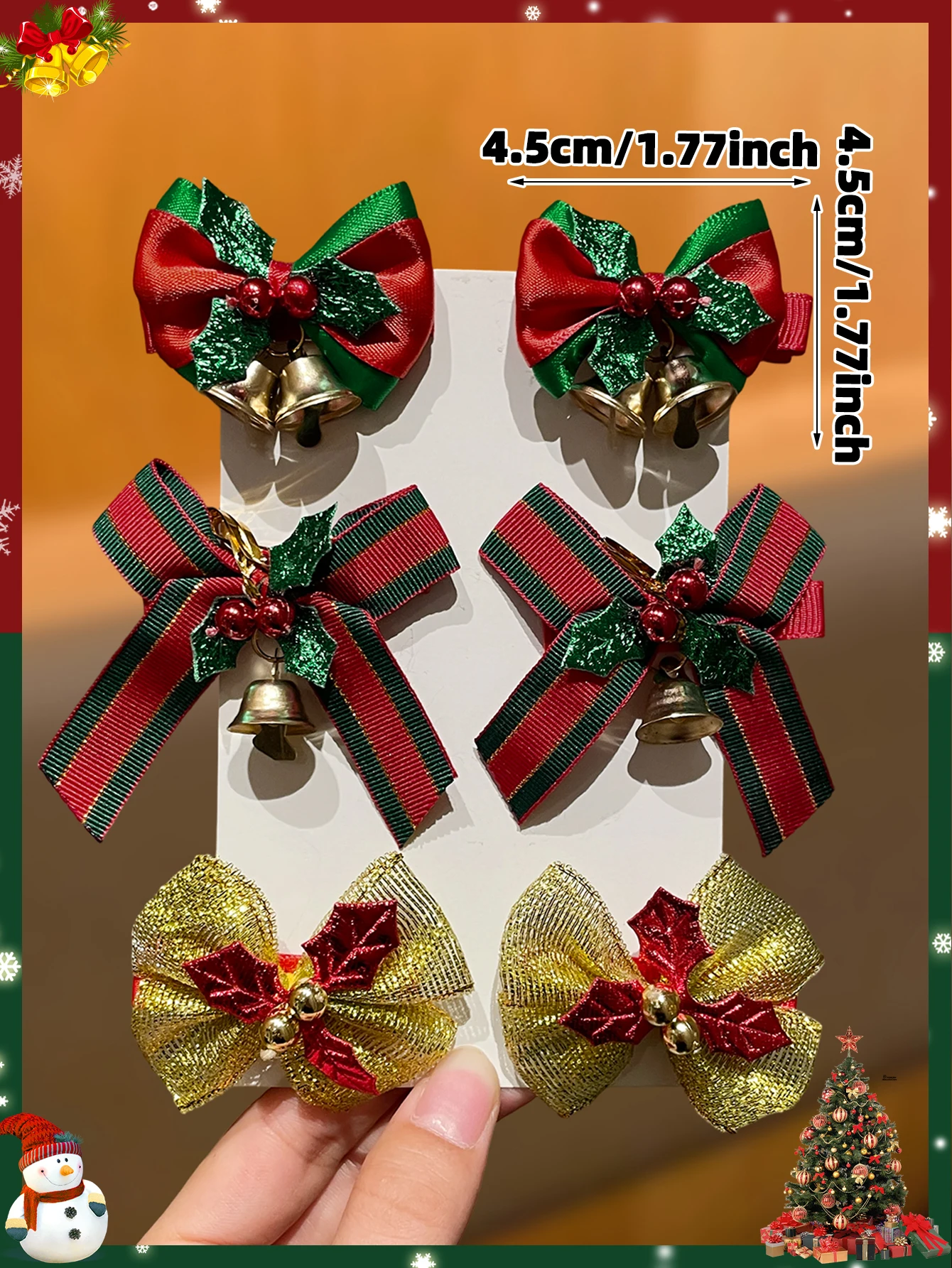 6pcs Elegant Christmas Hair Accessories for Women Cute Fashionable Hairpins Party Celebration Role Play Christmas Gift